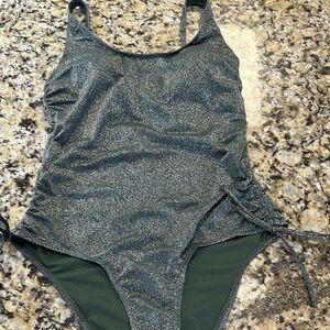Xhilaration Sparkling Dark Green One Piece Swimsuit